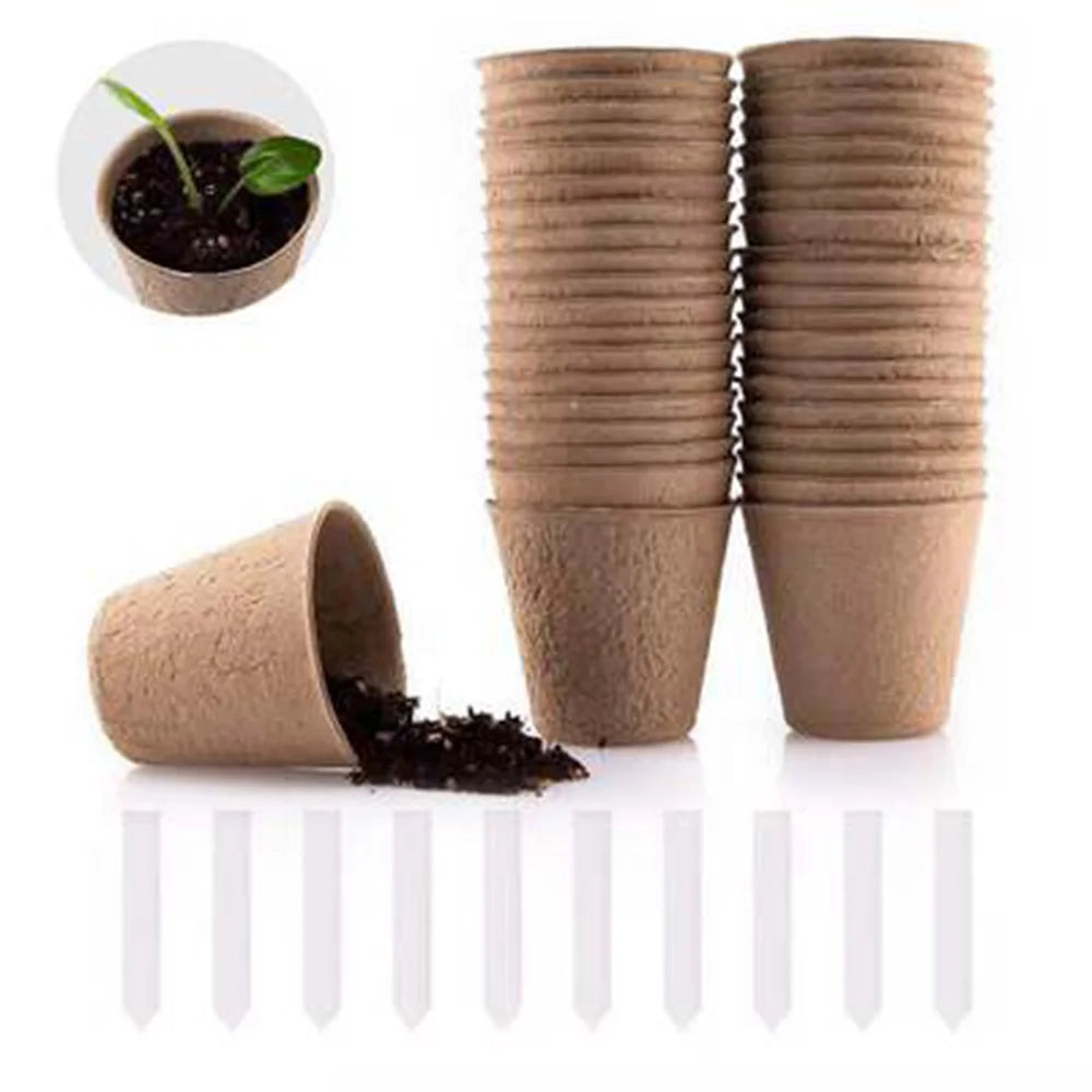 50 Pcs 6cm Garden Round Peat Pots